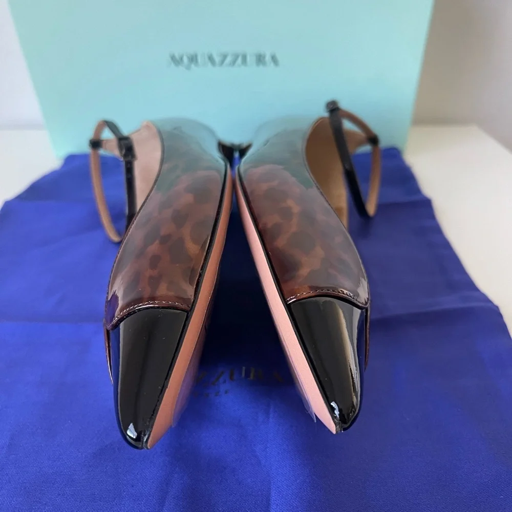 NWT AQUAZZURA PINOT BALLET TORTOISE SHELl /BLACK - Picture 11 of 14